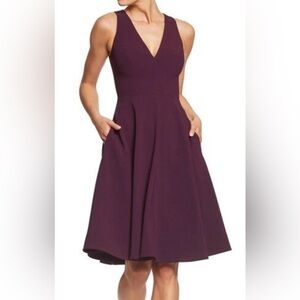 Dress the Population Catalina Plum/Deep Purple Midi Dress with pockets